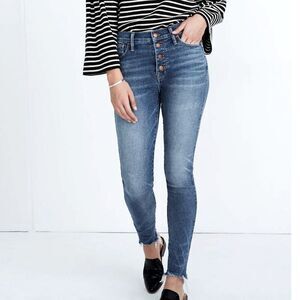 Madewell 10" High Rise Skinny Jeans – Button Front Edition (Size 26)